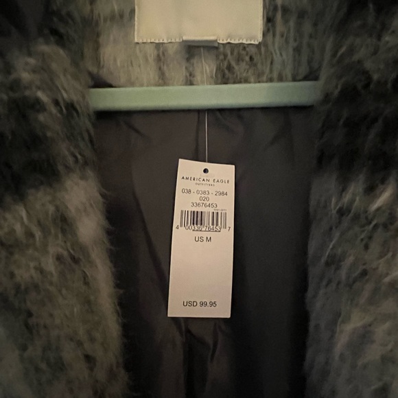 American Eagle Oversized Plaid Tie Waist Coat EUC - Picture 3 of 4